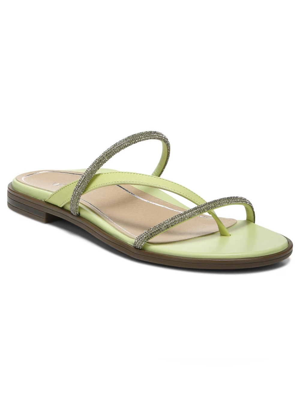 Vionic Prism Pale Lime Rhinestone Embellished Sandals Size 8.5
